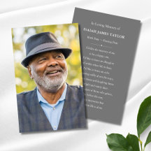 Custom Photo Sympathy Funeral Memorial Card