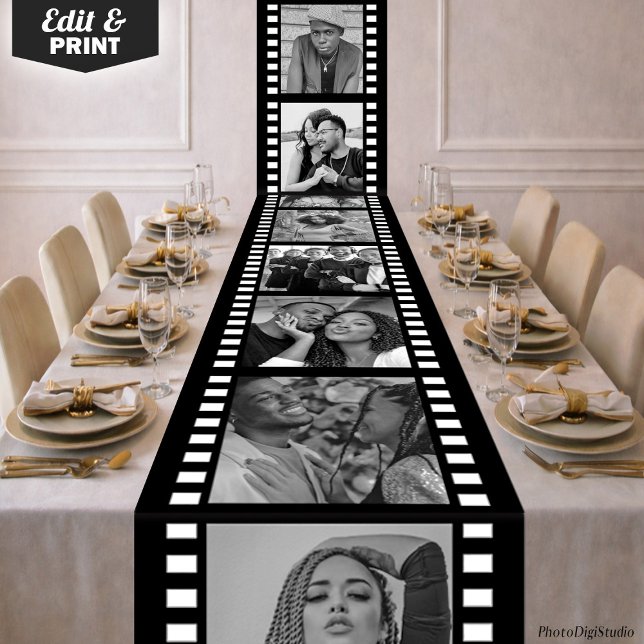 Custom Photo Tablecloth, Hollywood Film Strip Long Table Runner (Custom Photo Tablecloth, Hollywood Film Strip Long Table Runner)