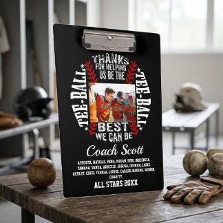 Custom Photo Tee-Ball Coach Team Roster Sports Clipboard