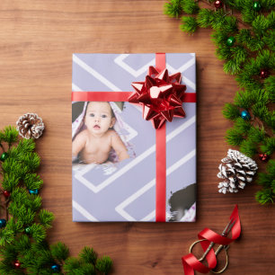 Custom Photo Template Greek Inspiration Purple Wrapping Paper