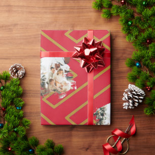 Custom Photo Template Greek Inspiration Red Gold  Wrapping Paper