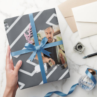 Custom Photo Template Greek Inspiration Silver Wrapping Paper