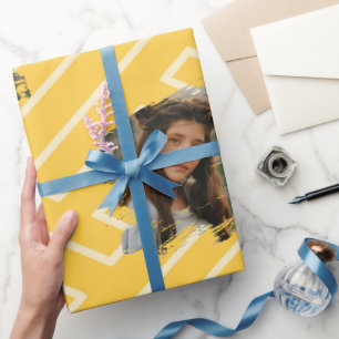 Custom Photo Template Greek Inspiration Yellow Wrapping Paper