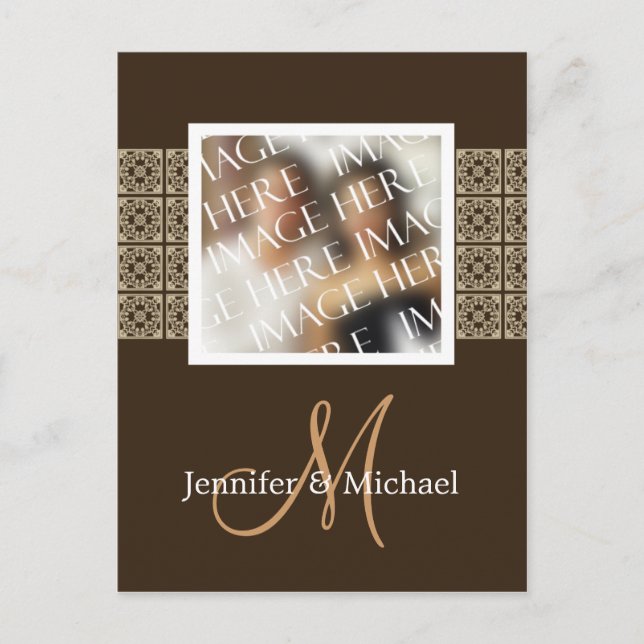 Custom Photo Template Monogram Wedding Thank You Postcard (Front)