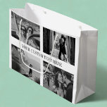 Custom Photo, Text and Colour Wedding Graduation Large Gift Bag<br><div class="desc">Big Moments, Bigger Smiles 🎁 Custom Photo Gift Bag: Celebrate in style with this large custom gift bag—add 8 favourite photos, your own text, and colour! Perfect for weddings, graduations, anniversaries & more. Please got into the design tool at the bottom of the personalisation tab to change the background colour....</div>