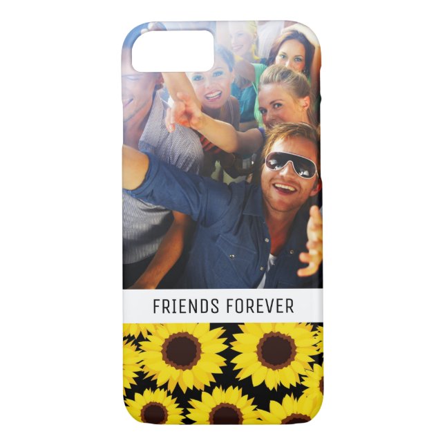 Custom Photo & Text Background with sunflowers Case-Mate iPhone Case (Back)