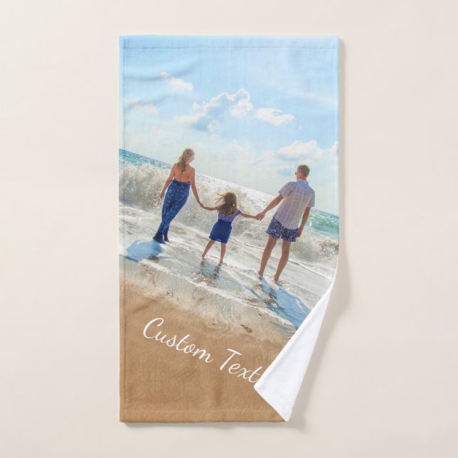 Custom Photo Text Bath Towels - Your Summer Design (Hand Towel)