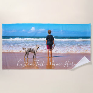 Custom Photo Text Beach Towel with Your Design