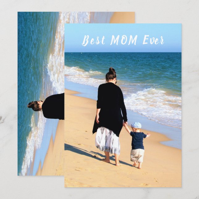 Custom Photo Text Best MOM Ever Card Your Photos (Front/Back)