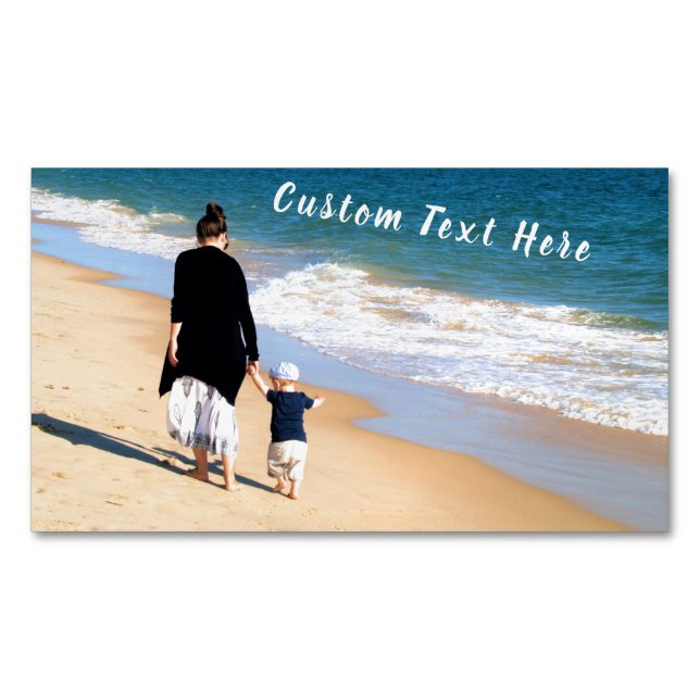Custom Photo Text Business Card Magnet Your Family (Front)