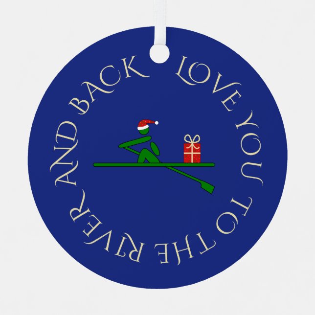 Custom photo text christmas rower navy metal tree decoration (Front)