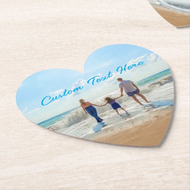 Custom Photo Text Coaster Your Own Photos Design (Angled)