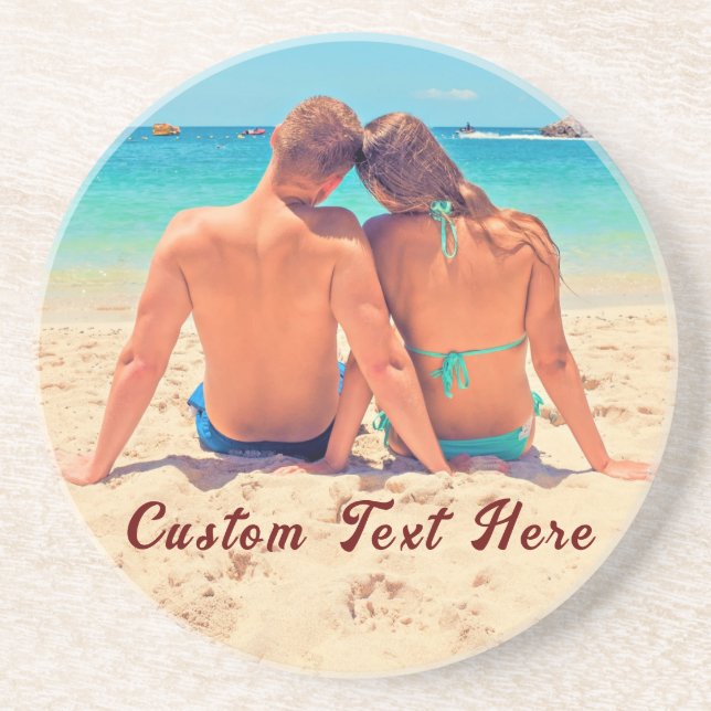 Custom Photo Text Coaster Your Romantic Photos (Front)