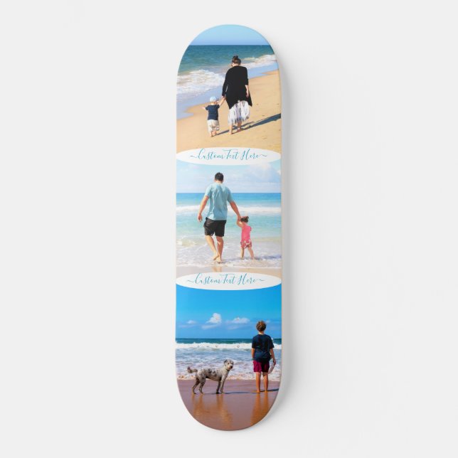 Custom Photo Text Collage Skateboard Your Photos (Front)