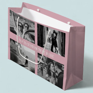 Custom Photo, Text, Colour Blush Wedding Graduatio Large Gift Bag