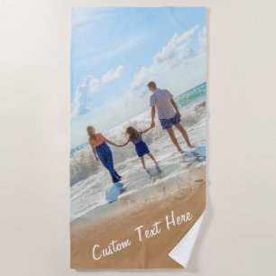 Custom Photo Text Family Beach Towel - Your Design
