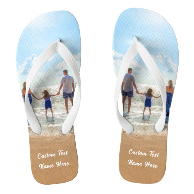 Custom Photo Text Flip Flops with Your Photos (Footbed)