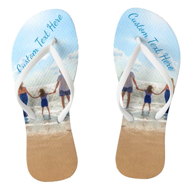 Custom Photo Text Flip Flops Your Family Photos (Footbed)