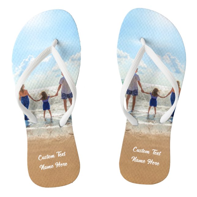 Custom Photo Text Flip Flops Your Favourite Photos (Footbed)