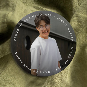 Custom Photo & Text Graduate 7.5 Cm Round Badge