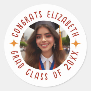 Custom Photo Text Graduation Congrats Grad Classic Round Sticker