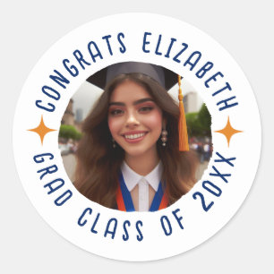 Custom Photo Text Graduation Congrats Grad Classic Round Sticker