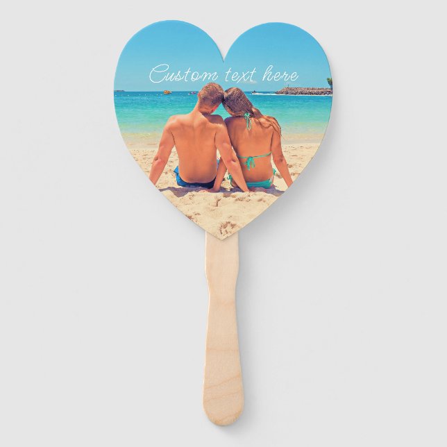 Custom Photo Text Hand Fan Your Design - Couple (Front)