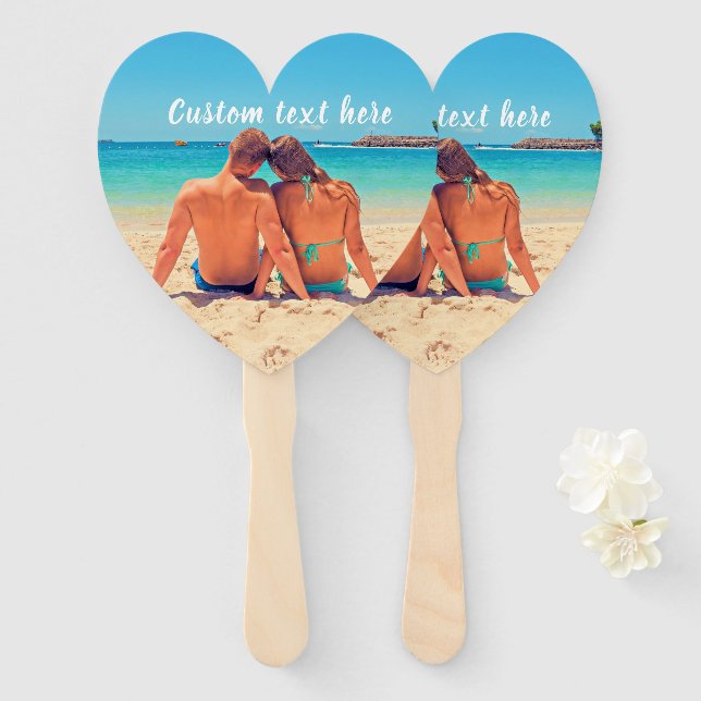 Custom Photo Text Hand Fan Your Design - Romantic (Front and Back)