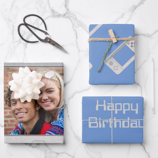 Custom Photo Text Handheld Electronic Game Device  Wrapping Paper Sheet (Front)