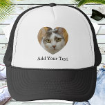 Custom Photo Text Heart Template Personalised Trucker Hat<br><div class="desc">Upload a photo, add text, and easily create your personalised photo hat. Click CUSTOMIZE FURTHER to change the text colour. You can TRANSFER this DESIGN on other Zazzle products and adjust it to fit most of the Zazzle items. Standard Studio designs are made in high-resolution vector graphics for a professional...</div>