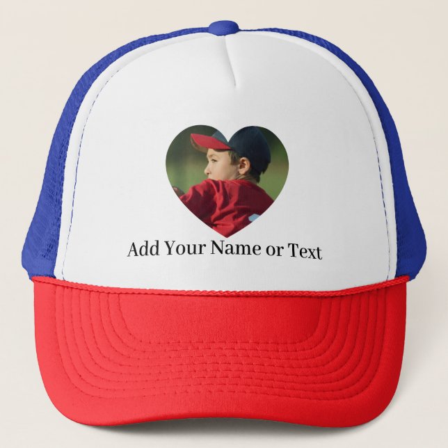Custom Photo Text Heart Template Personalised Trucker Hat (Front)