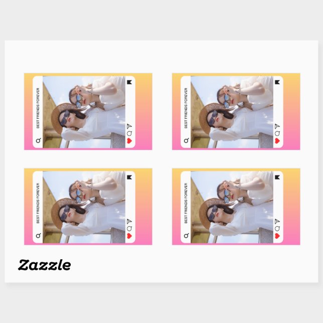 custom photo text instagram modern pink rectangular sticker (Sheet)