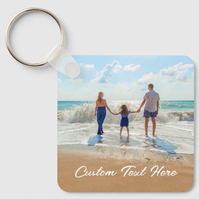Custom Photo Text Keychain Your Family Photos Gift (Front)
