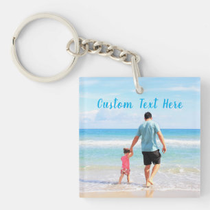 Custom Photo Text Keychain - Your Super DAD Design