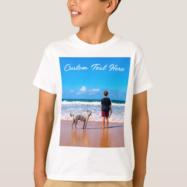 Custom Photo Text Kids T-Shirt Your Pets Photos (Front)