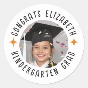 Custom Photo Text Kindergarten Graduation Classic Round Sticker