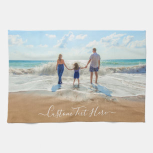 Custom Photo Text Kitchen Towel Family Photos Gift