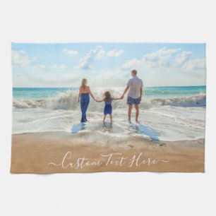 Custom Photo Text Kitchen Towel Your Family Photos
