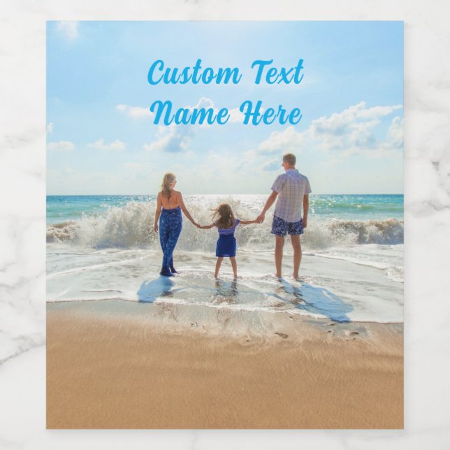Custom Photo Text Label Your Family Photos Gift (Single Label)