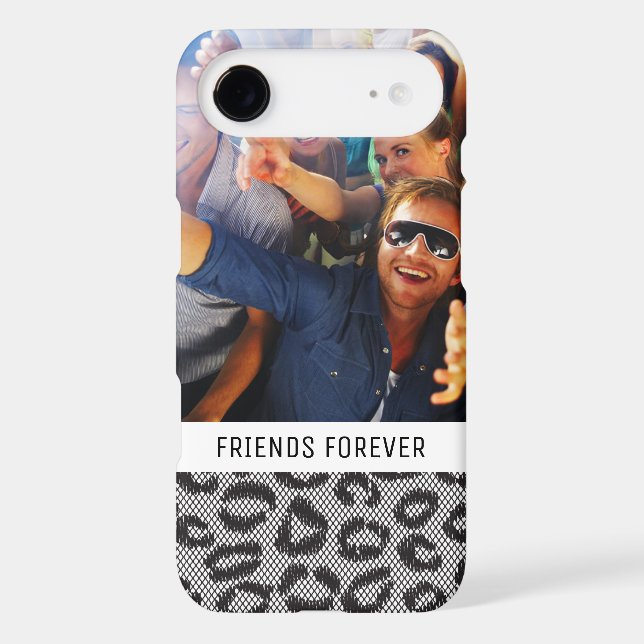 Custom Photo & Text lace with leopard pattern Case-Mate iPhone Case (Back)