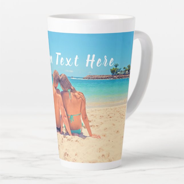 Custom Photo Text Latte Mug Gift Your Own Design (Right Angle)