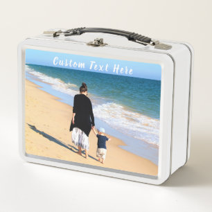 Custom Photo Text Metal Lunch Box Your Photos Gift