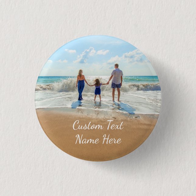 Custom Photo Text Name Button Your Photos Gift (Front)