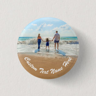 Custom Photo Text Name Button Your Photos Gift
