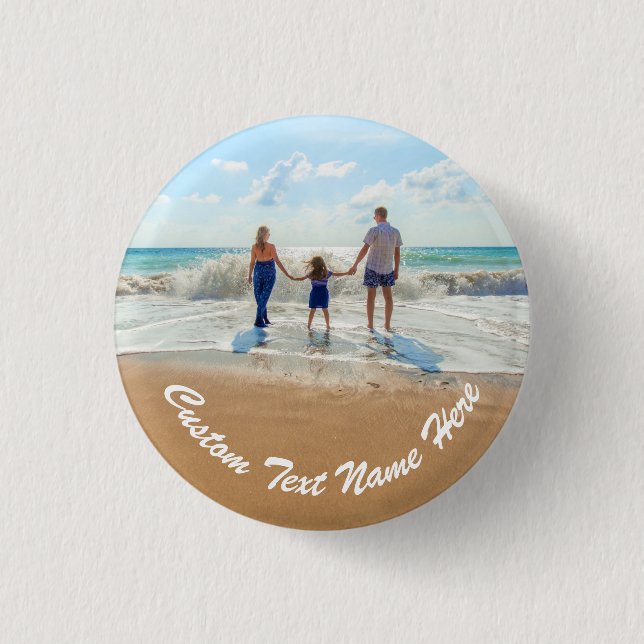 Custom Photo Text Name Button Your Photos Gift (Front)