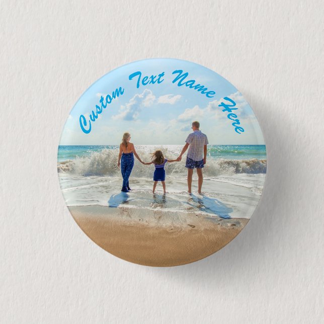 Custom Photo Text Name Button Your Photos Gift (Front)