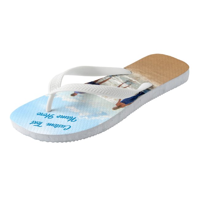 Custom Photo Text Name Flip Flops Your Photos (Angled)