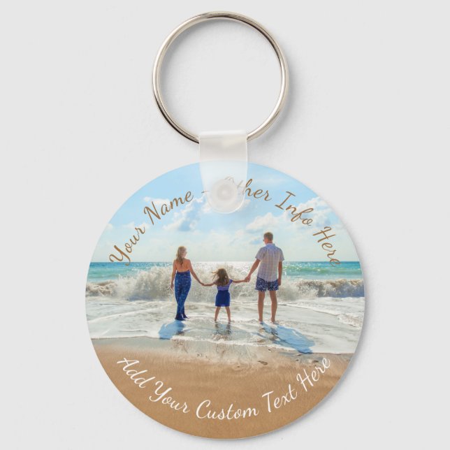 Custom Photo Text Name Keychain with Your Family (Front)