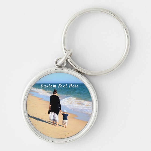 Custom Photo Text name Keychain Your Family Gift (Front)