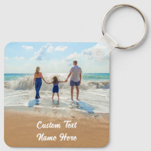 Custom Photo Text Name Keychain Your Family Photos